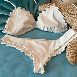 Beach Riot Scalloped Edge Bikini in White